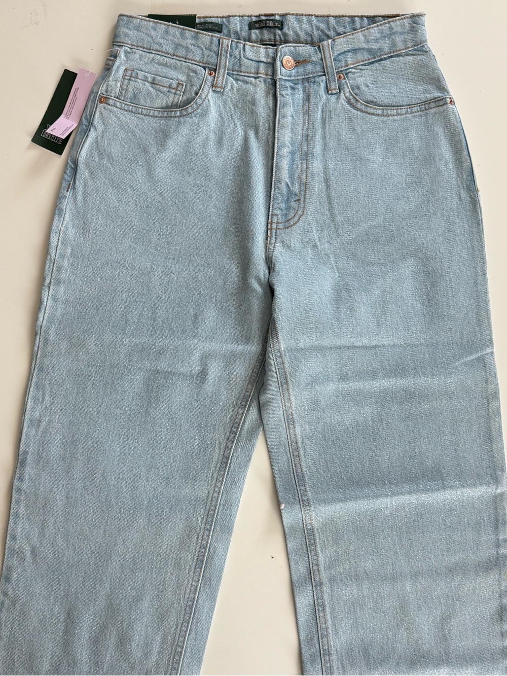wild fable Light Blue Straight Leg Jeans for womens size 4 with shimmer - Picture 14 of 14
